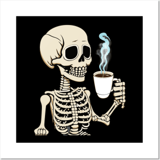 skeleton bones & coffee Posters and Art